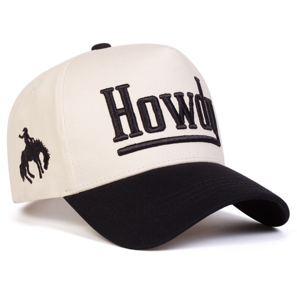 Howdy Cream Black Embroidered Western Two-Tone Adjustable Baseball Cap